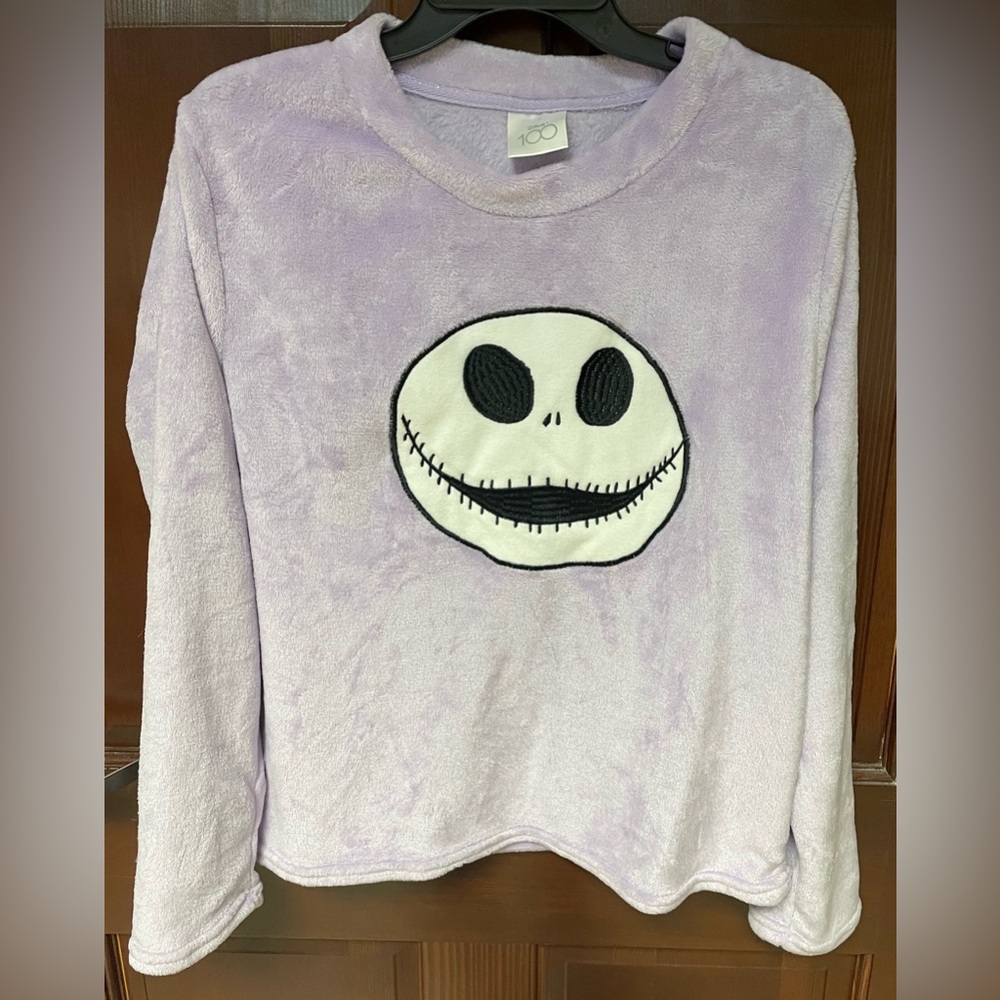 Disney Jack Skellington Nightmare Before Christmas Womens Pajama Top Fleece Sz L